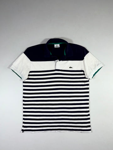 Lacoste Colorblock Navy & White Striped Polo (L)