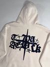 LAKING Cream Oversized Gothic Embroidered Streetwear Hoodie (3XL)
