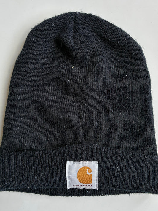 Vintage Carhartt Black Classic Logo Patch Beanie (H-11 inches/W-18)