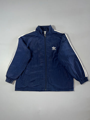 Vintage Adidas Trefoil Navy Nylon Windbreaker Track Jacket (XL)