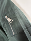 Various Green Satin Bomber Jacket with Faux Fur Hood Reversible (L/XL)