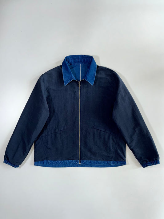 Vintage Adidas Reversible Indigo Denim & Navy Linen Coach Jacket (Xl)