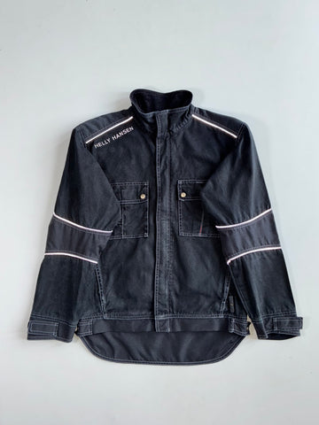 Vintage Helly Hansen Black Workwear Jacket with Reflective Stripes (S/M)