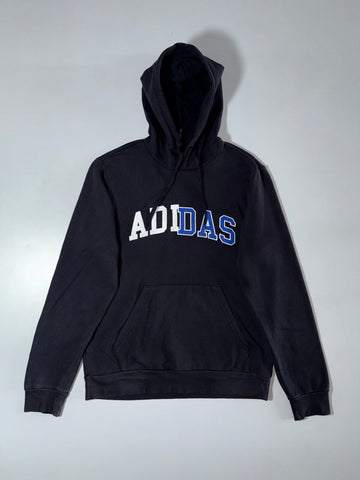 Adidas Collegiate Spellout Hoodie Black with Blue/White Lettering,  (M)
