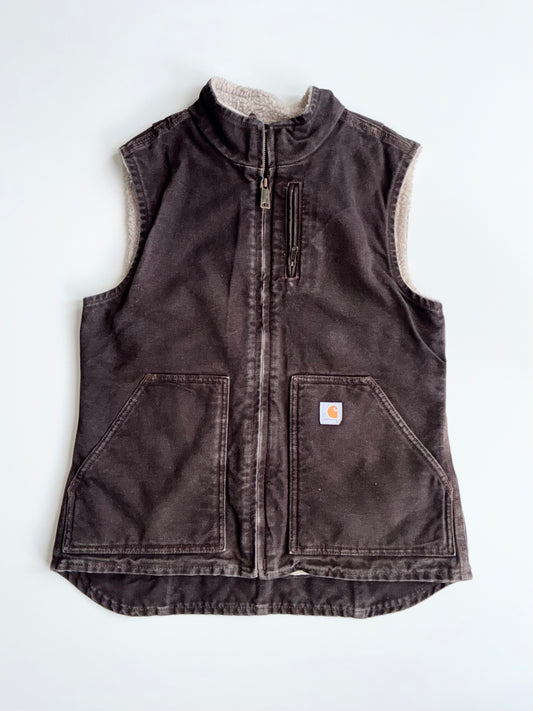 Carhartt Sherpa Lined Vest — Brown/Cream, (S)