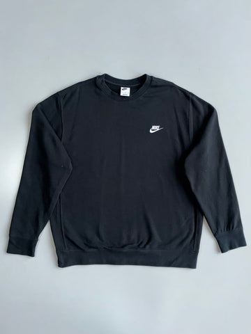 Nike Black Essential Crewneck Sweatshirt | Minimal Logo Pullover (XL)