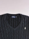 Polo Ralph Lauren Cable Knit V-Neck Sweater – Navy (S)