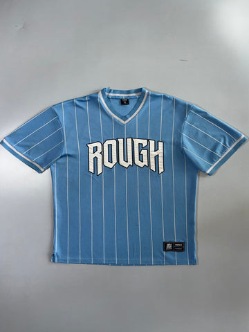 FSBN | “Rough” Pinstripe Baseball Jersey | Sky Blue (XL)