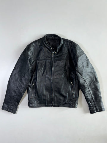 Barik Black Leather Biker Jacket (S)