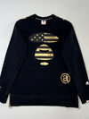Aape by A Bathing Ape Gold Foil Flag Sweatshirt with Side Zips – Black (S)