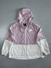 Nike Sportswear Swoosh Two-Tone Mesh-Lined Hooded Windbreaker Jacket Lavender White (L)