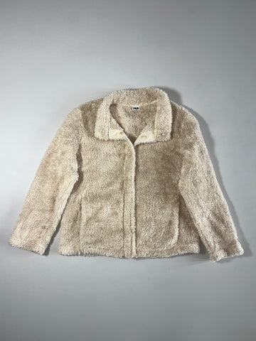Fila Cream Sherpa Fleece Snap Jacket (S)