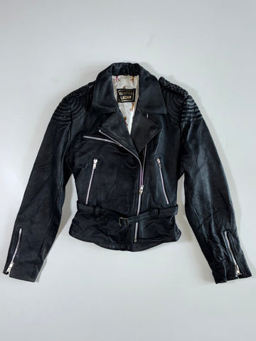 Vintage “Echtes Leder” Black Belted Biker Jacket Women’s (S)