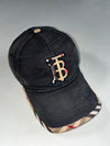 Burberry TB Monogram Vintage Check Black Baseball Cap – Made in Portugal (Adjustable)