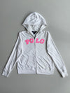 Polo Ralph Lauren | White Pink Applique Logo Zip Hoodie | (S)