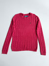 Polo by Ralph Lauren Cable Knit Crewneck Sweater – Pink/Maroon (S/M)