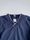 Adidas V-Neck Pullover Windbreaker - Navy White Stripe Vintage Lined (L)