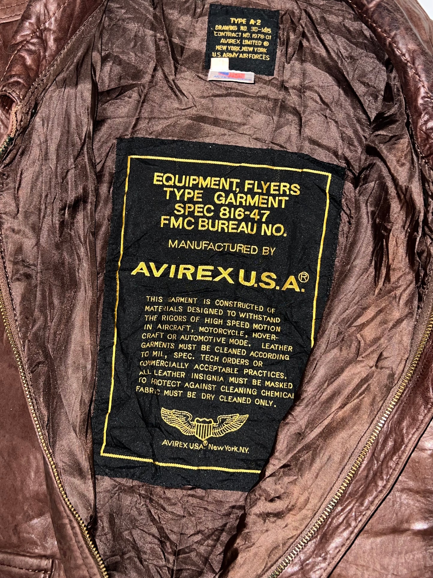 ! ! ! ! ! Avirex Type A-2 Leather Jacket (L)