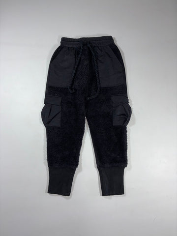 ByTheR Black Sherpa Fleece Utility Cargo Jogger Pants (W:30) (L:38)
