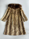 A&M Hurtig Furriers | Vintage Lynx-Print Real Fur Long Coat | Dark Fox Collar |{Rare} (M)