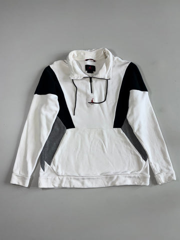 Jordan Flight Colorblock Quarter-Zip Sweatshirt – White/Black/Grey (L)