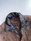 Cruze Brown Pure Leather Jacket (Black Leather Collar) (L)