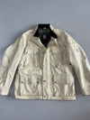 Vintage Belstaff Cream Genuine Leather 4-Pocket Motorcycle Field Jacket (L)