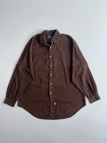 Polo by Ralph Lauren Solid Button-Up Shirt Brown (2XL/3XL)