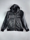 Vintage Pure Leather Double Zipper Hooded Jacket With Detachable Cap (2XL)