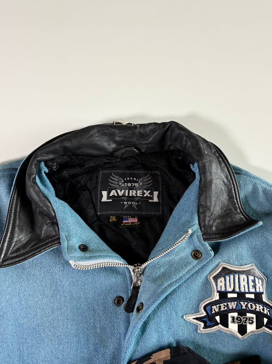 Avirex New York 1975 Patch Varsity Jacket in Blue & Black –(4XL)