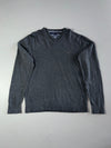 Tommy Hilfiger Pima Cotton Cashmere V-Neck Sweater – Charcoal (M)