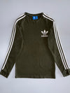 Adidas Originals 3-Stripe Long Sleeve Tee – Olive (XS)