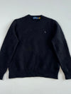 Polo Ralph Lauren Black Fuzzy Knit Crewneck Sweater with Grey Pony (S)