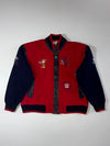 Fine Lead Wool Varsity Jacket — Red & Navy (L)