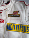 90's Dolce & Gabbana Vintage Racing Leather Jacket | “Indianapolis” Monte Carlo Patches | White Sheep Leather | Made in Italy Size (S/M)