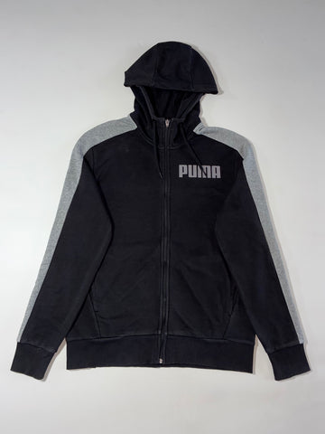 Puma Colorblock Full-Zip Hoodie – Black & Heather Grey (M)