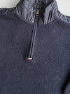 Tommy Hilfiger Navy Quilted Yoke Quarter-Zip Knit Sweater (L)
