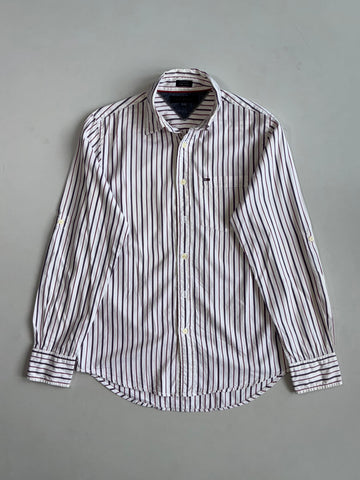 Tommy Hilfiger Custom Fit Striped Shirt with Roll-Up Sleeves(M)