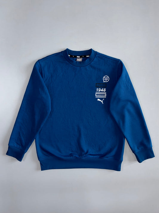 Puma “Play Loud 1948” Graphic Crewneck Sweatshirt — Royal Blue (S/M)