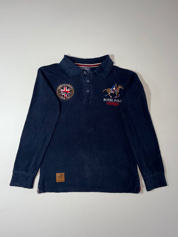 Royal Polo Geographical Norway Embroidered Long Sleeve Polo – Navy (S)