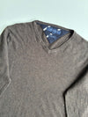 Tommy Hilfiger Brown Cotton Wool V-Neck Sweater – Sports 89 Patch (S)