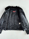 Ecrase Black Fur Front Leather Zip Jacket, Women’s (S)