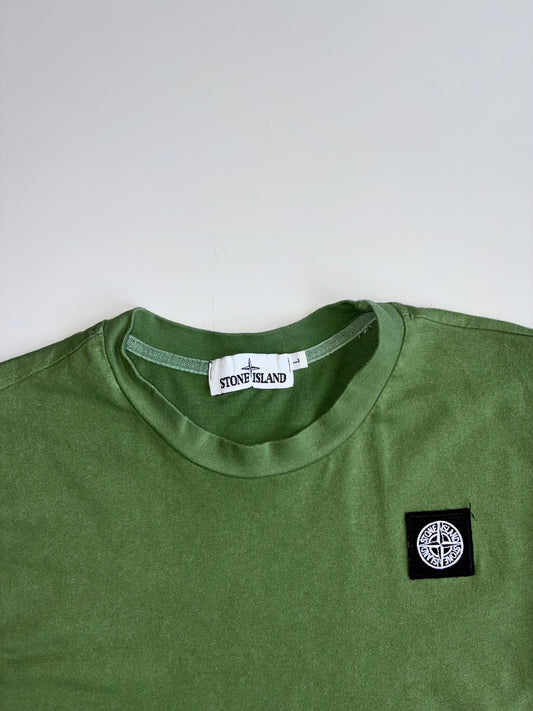 Stone Island T-Shirt Olive Green Compass Patch (L)