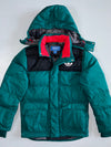 Adidas Originals Trefoil Colorblock Fleece-Lined Hooded Puffer Jacket Teal and detachable Cap (M)