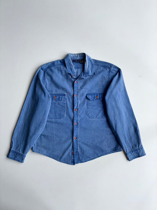 Patagonia Blue Chambray Work Shirt – Double Pocket Button-Up (L/Xl)