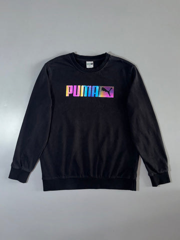 Puma Black Holographic Logo Crewneck (L)