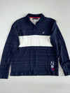 Nautica Colorblock Long Sleeve Polo Shirt – Navy/White (L)