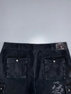 Rock Rebel | Graphic Cargo Shorts | Black & Red Eagle Print (W:38|L:23)