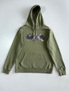 Vintage Batman Bandana-Print Logo Hoodie Olive Green, DC Comics ’17, (M)