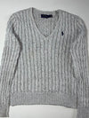 Polo Ralph Lauren Grey Cable Knit V-Neck Sweater  (S)